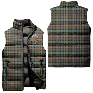 Farquharson Weathered Tartan Sleeveless Puffer Jacket with Family Crest