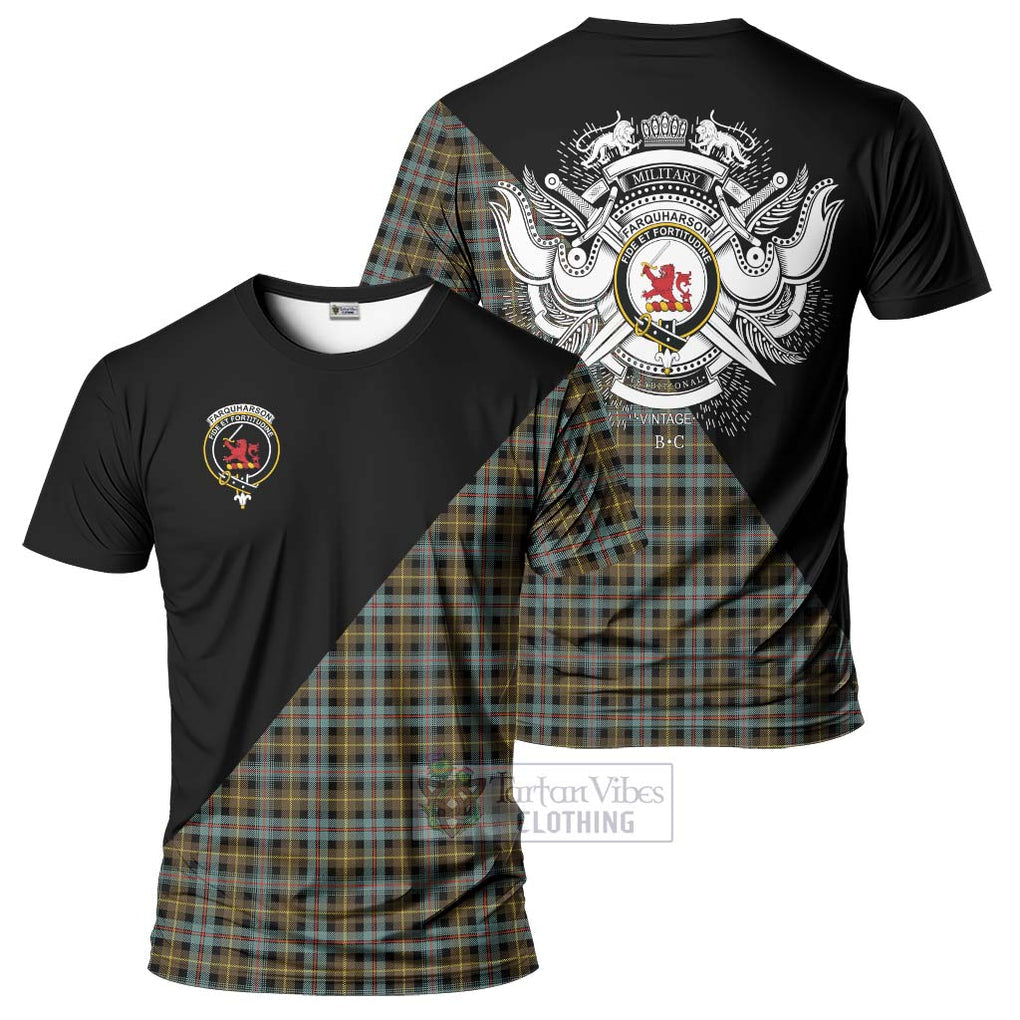 Farquharson Weathered Tartan T-Shirt with Family Crest and Military Logo Style Kid's Shirt - Tartanvibesclothing Shop