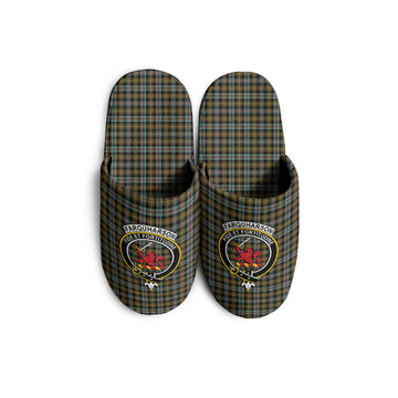 Farquharson Weathered Tartan Home Slippers with Family Crest