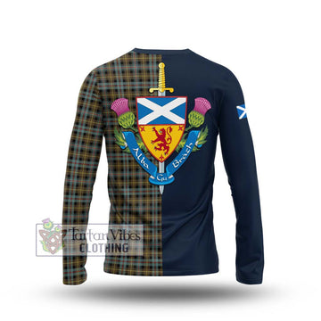 Farquharson Weathered Tartan Long Sleeve T-Shirt Alba with Scottish Lion Royal Arm Half Style