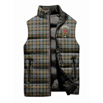 Farquharson Weathered Tartan Sleeveless Puffer Jacket with Family Crest