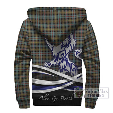 Farquharson Weathered Tartan Sherpa Hoodie with Alba Gu Brath Regal Lion Emblem