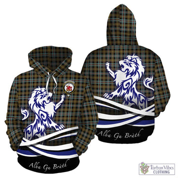 Farquharson Weathered Tartan Hoodie with Alba Gu Brath Regal Lion Emblem