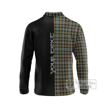 Farquharson Weathered Tartan Long Sleeve Polo Shirt with Family Crest and Half Of Me Style