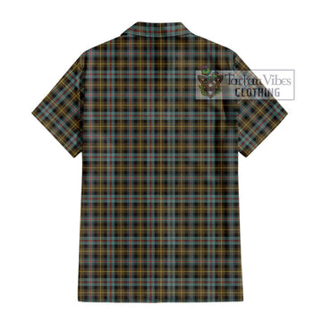 Farquharson Weathered Tartan Short Sleeve Button Shirt with Family Crest DNA In Me Style