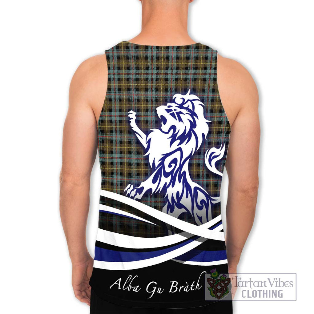 Farquharson Weathered Tartan Men's Tank Top with Alba Gu Brath Regal Lion Emblem - Tartanvibesclothing Shop