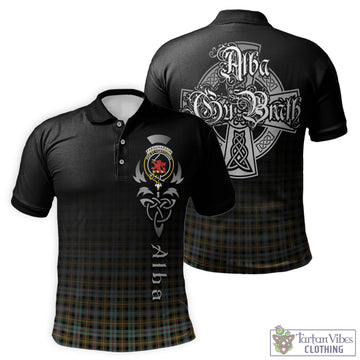 Farquharson Weathered Tartan Polo Shirt Featuring Alba Gu Brath Family Crest Celtic Inspired