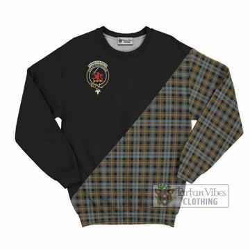 Farquharson Weathered Tartan Sweatshirt with Family Crest and Military Logo Style