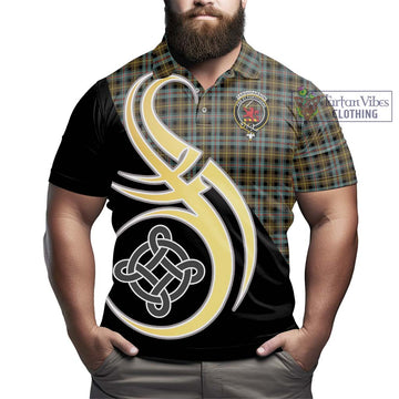 Farquharson Weathered Tartan Polo Shirt with Family Crest and Celtic Symbol Style