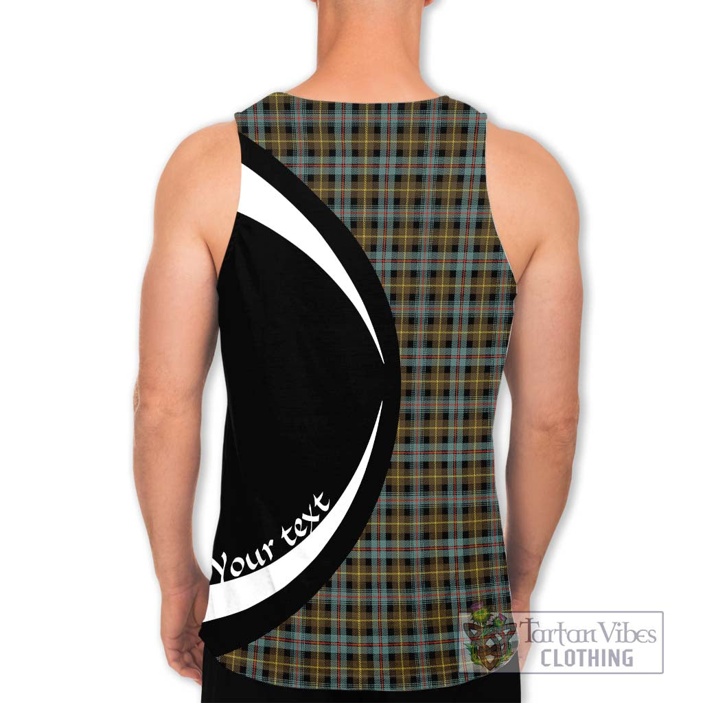 Farquharson Weathered Tartan Men's Tank Top with Family Crest Circle Style - Tartan Vibes Clothing