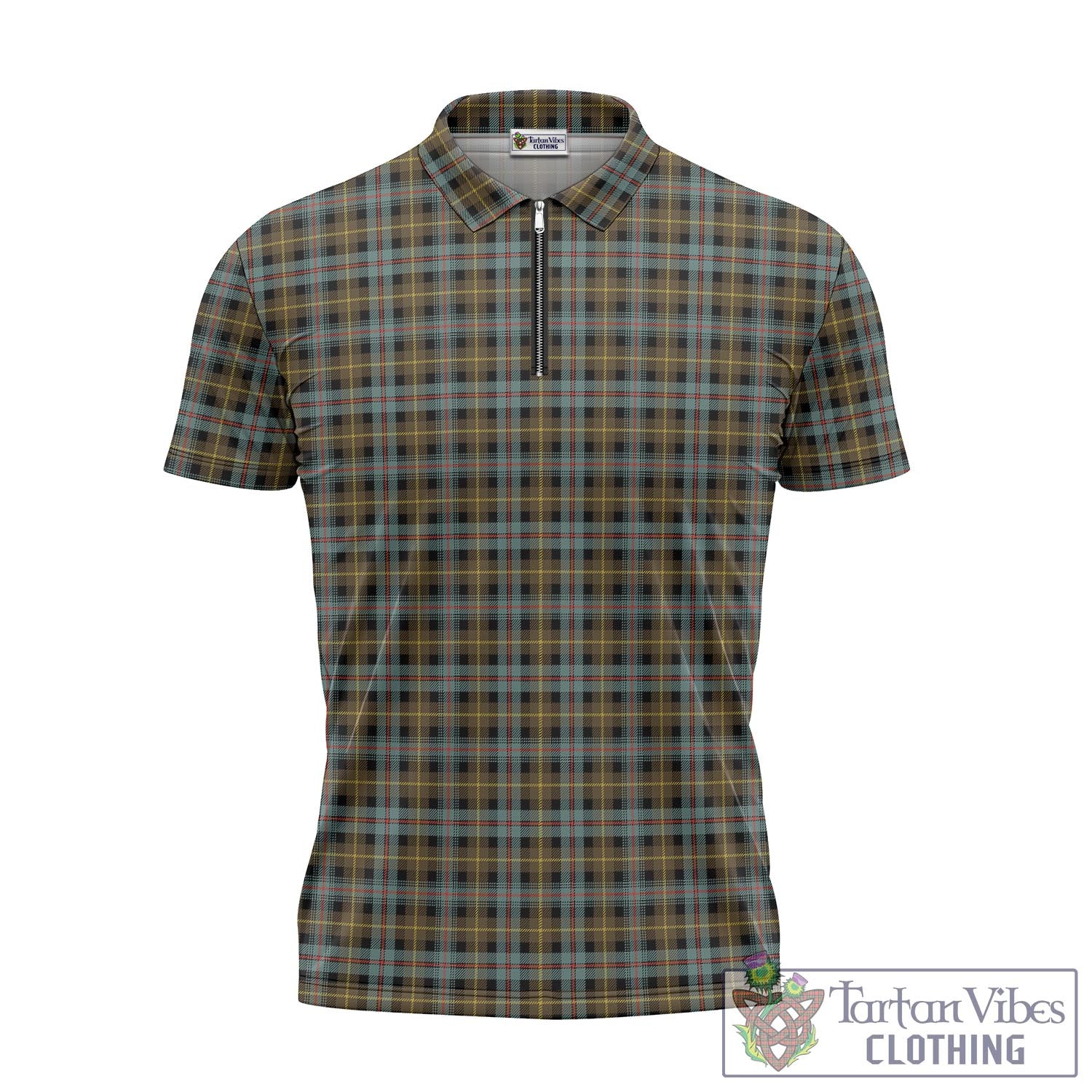 Tartan Vibes Clothing Farquharson Weathered Tartan Zipper Polo Shirt