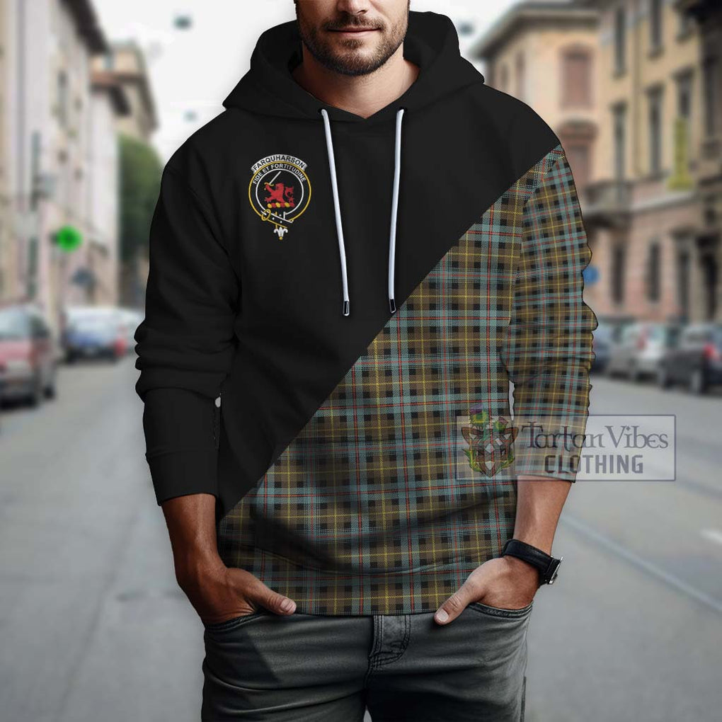 Farquharson Weathered Tartan Hoodie with Family Crest and Military Logo Style - Tartanvibesclothing Shop