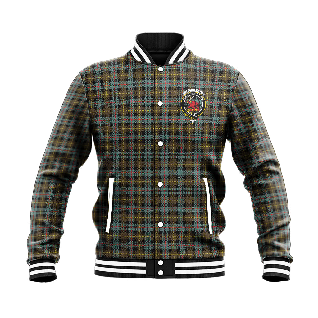 Farquharson Weathered Tartan Baseball Jacket with Family Crest - Tartan Vibes Clothing