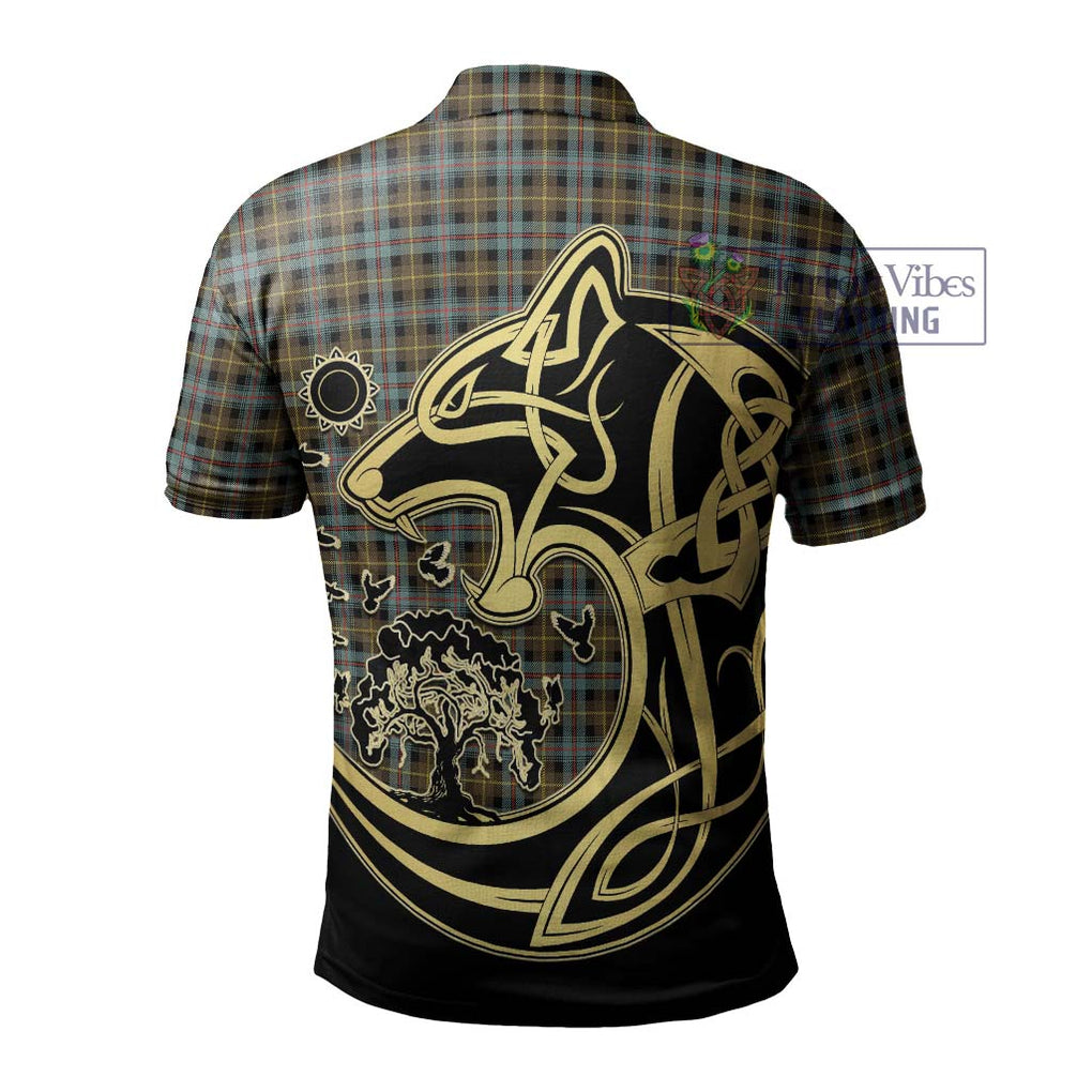 Farquharson Weathered Tartan Polo Shirt with Family Crest Celtic Wolf Style - Tartanvibesclothing Shop