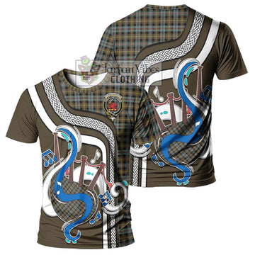 Farquharson Weathered Tartan T-Shirt with Epic Bagpipe Style