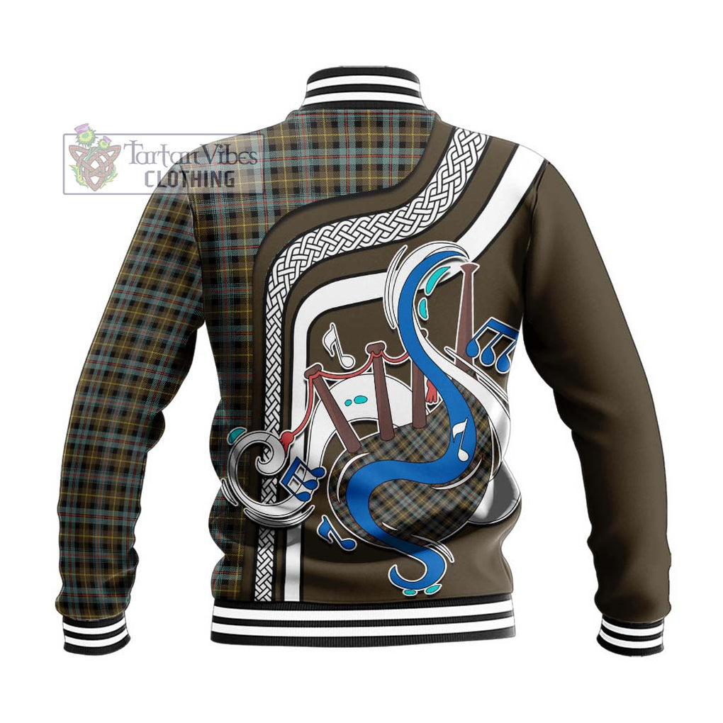 Tartan Vibes Clothing Farquharson Weathered Tartan Baseball Jacket with Epic Bagpipe Style