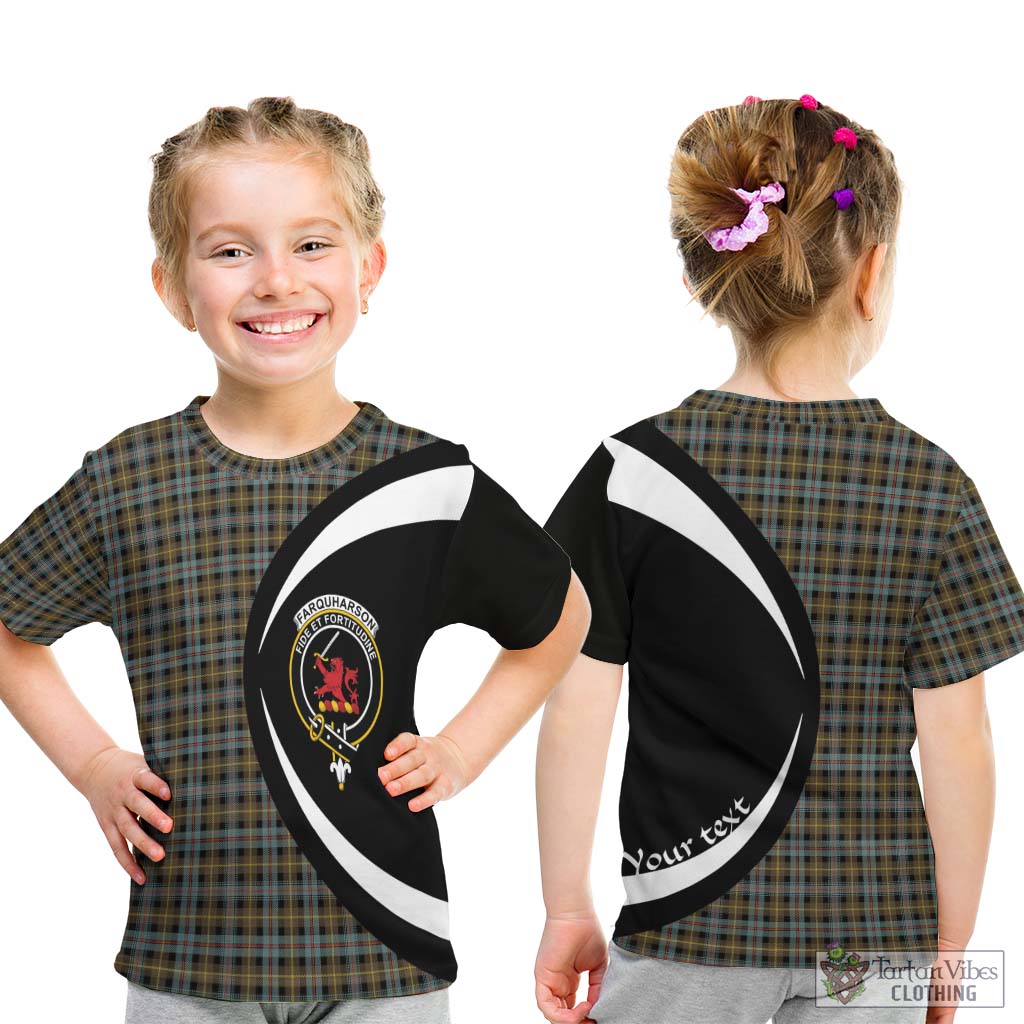 Tartan Vibes Clothing Farquharson Weathered Tartan Kid T-Shirt with Family Crest Circle Style