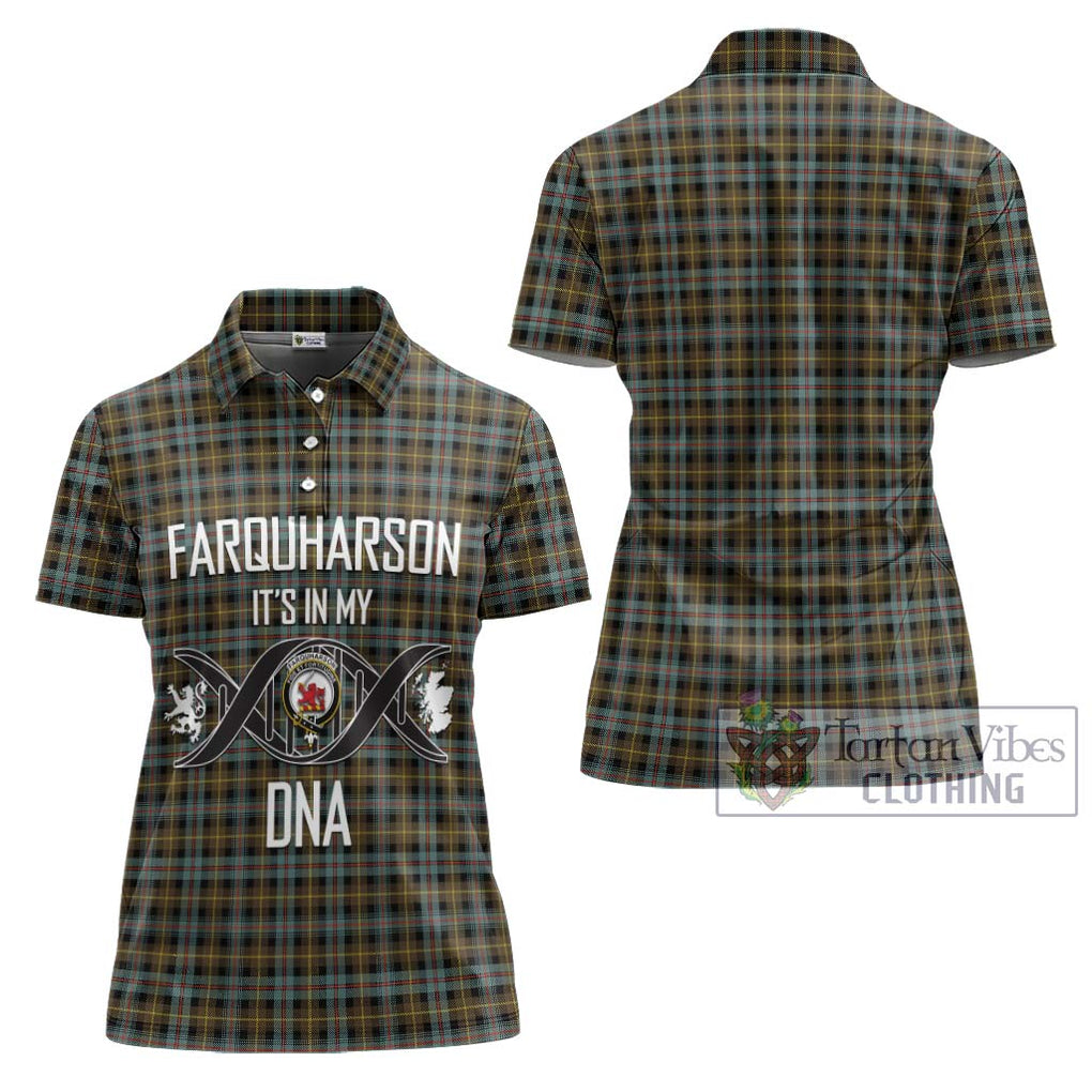 Farquharson Weathered Tartan Women's Polo Shirt with Family Crest DNA In Me Style - Tartanvibesclothing Shop