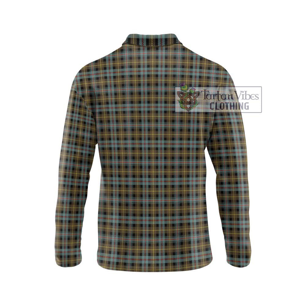 Farquharson Weathered Tartan Long Sleeve Polo Shirt with Family Crest DNA In Me Style - Tartanvibesclothing Shop