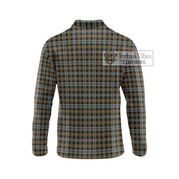 Farquharson Weathered Tartan Long Sleeve Polo Shirt with Family Crest DNA In Me Style