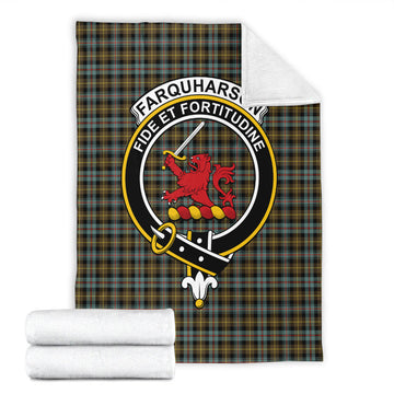 Farquharson Weathered Tartan Blanket with Family Crest