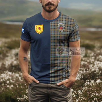 Farquharson Weathered Tartan T-Shirt Alba with Scottish Lion Royal Arm Half Style