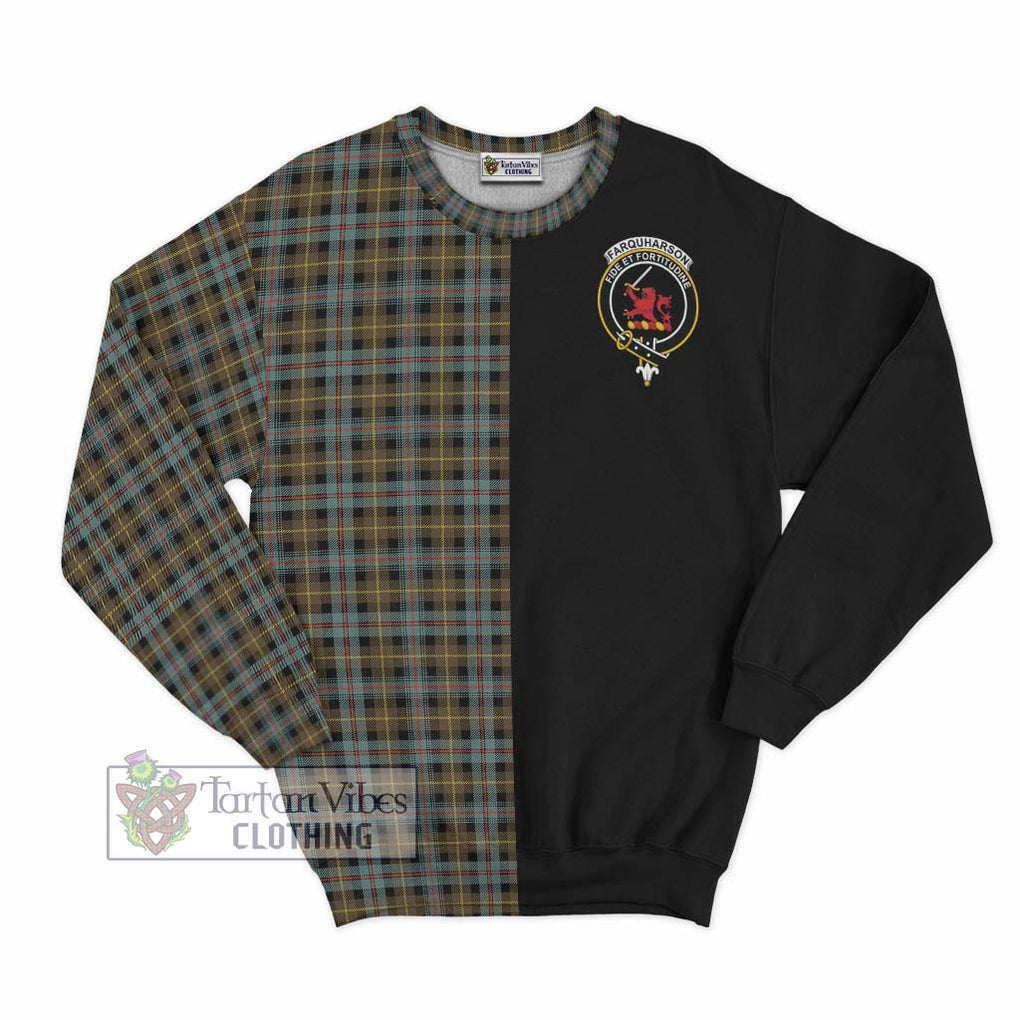 Farquharson Weathered Tartan Sweatshirt with Family Crest and Half Of Me Style - Tartanvibesclothing Shop