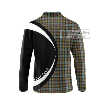 Farquharson Weathered Tartan Long Sleeve Polo Shirt with Family Crest Circle Style