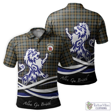 Farquharson Weathered Tartan Polo Shirt with Alba Gu Brath Regal Lion Emblem