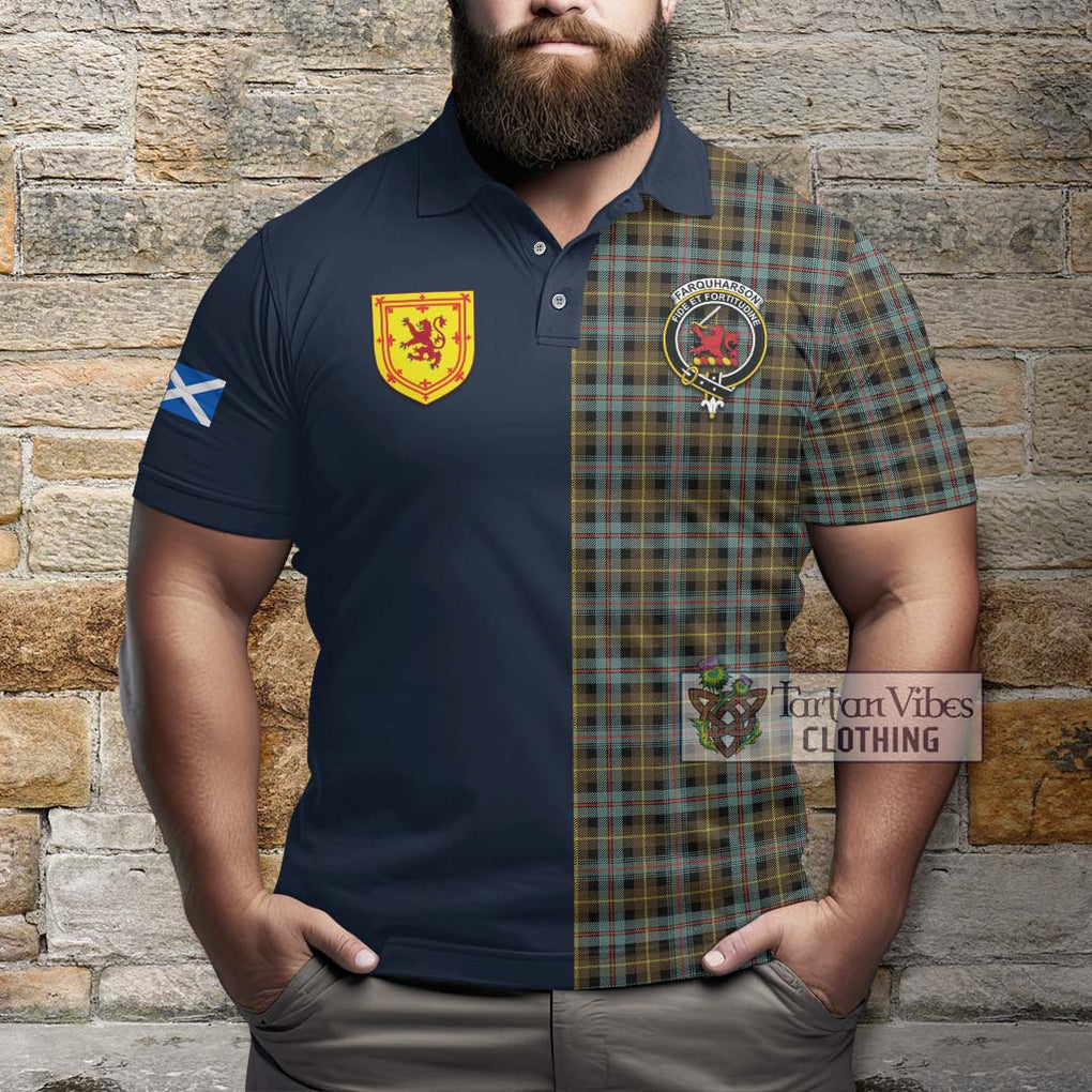 Tartan Vibes Clothing Farquharson Weathered Tartan Polo Shirt with Scottish Lion Royal Arm Half Style