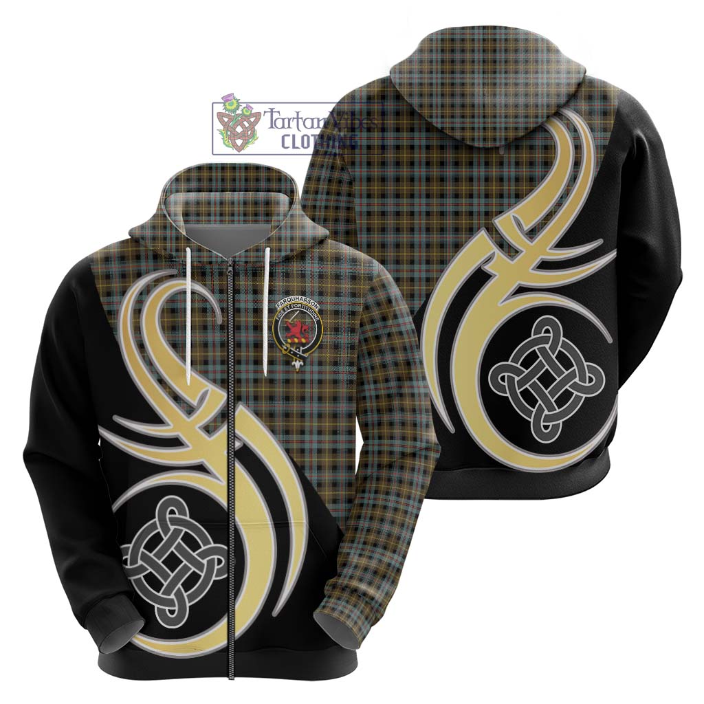 Farquharson Weathered Tartan Hoodie with Family Crest and Celtic Symbol Style - Tartan Vibes Clothing