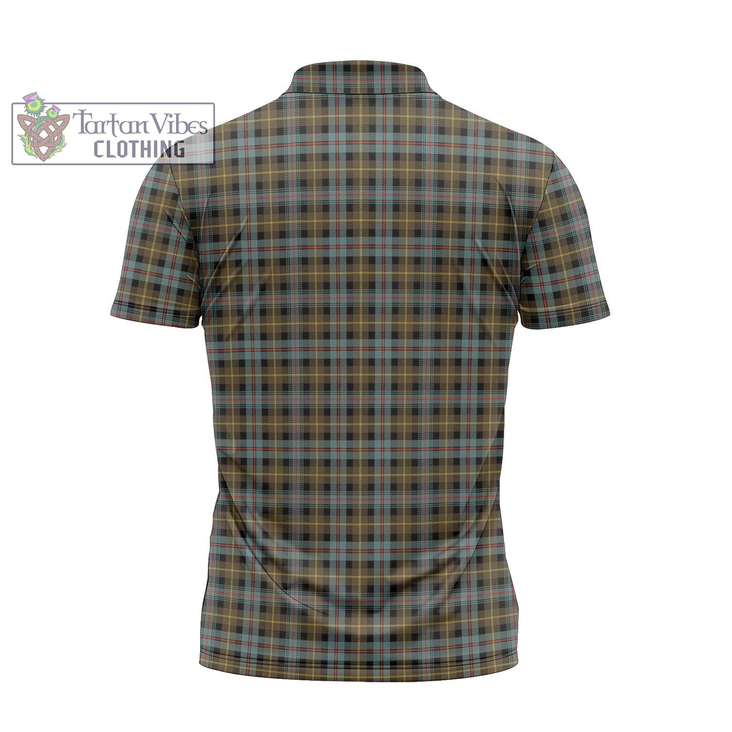 Tartan Vibes Clothing Farquharson Weathered Tartan Zipper Polo Shirt with Family Crest