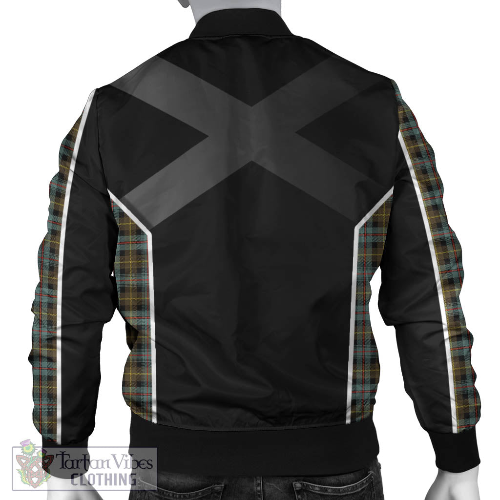 Tartan Vibes Clothing Farquharson Weathered Tartan Bomber Jacket with Family Crest and Scottish Thistle Vibes Sport Style