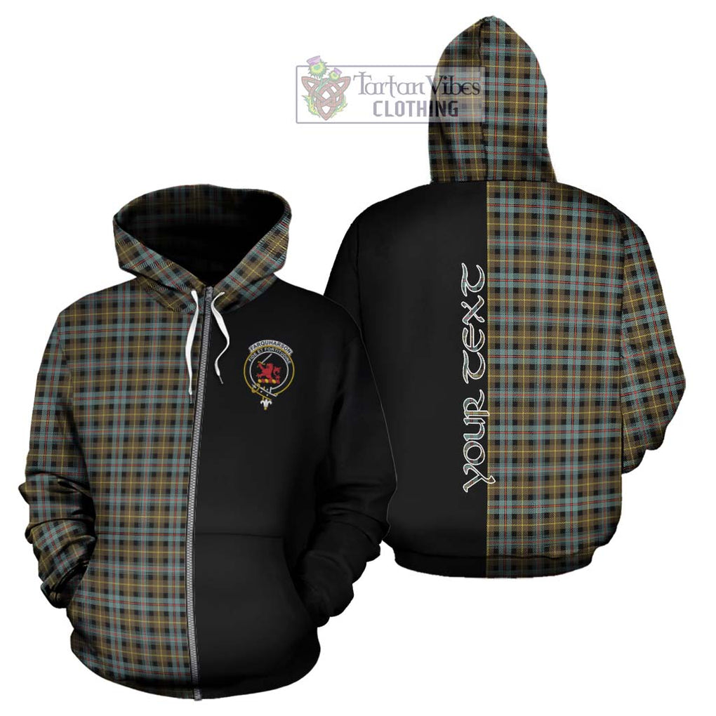 Farquharson Weathered Tartan Hoodie with Family Crest and Half Of Me Style - Tartanvibesclothing Shop