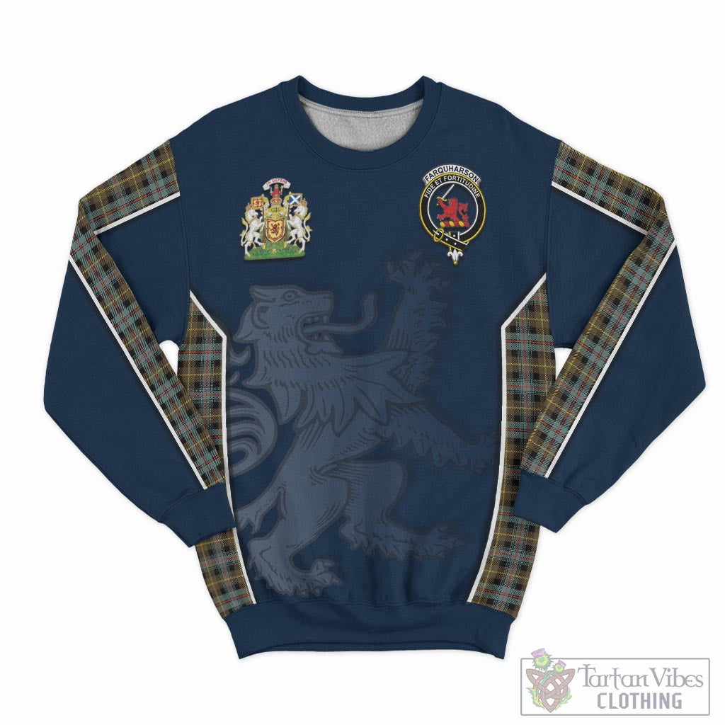 Tartan Vibes Clothing Farquharson Weathered Tartan Sweater with Family Crest and Lion Rampant Vibes Sport Style