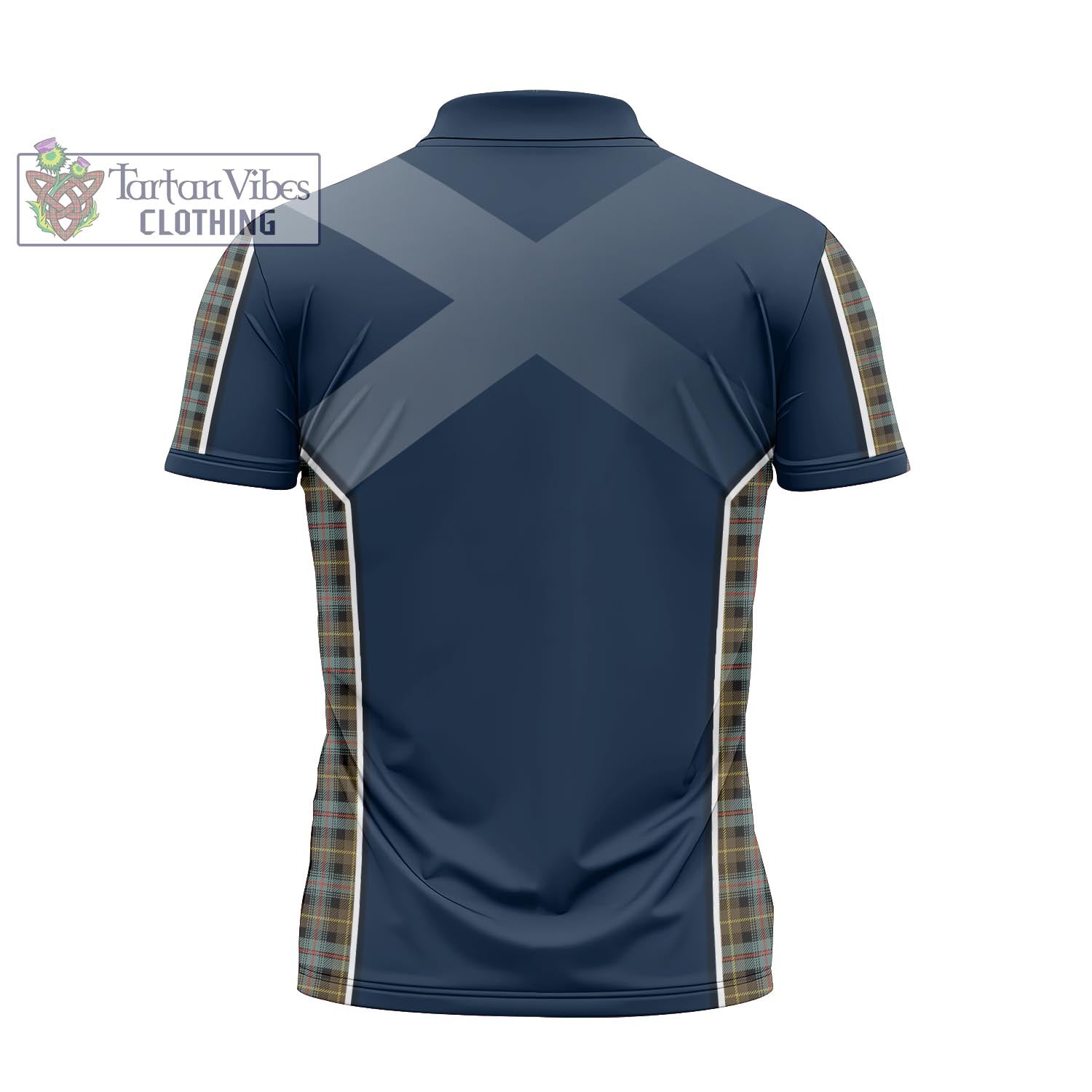 Tartan Vibes Clothing Farquharson Weathered Tartan Zipper Polo Shirt with Family Crest and Scottish Thistle Vibes Sport Style