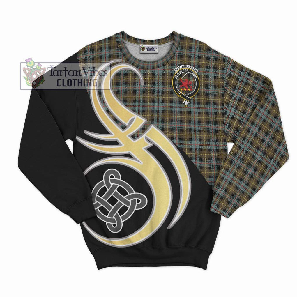 Farquharson Weathered Tartan Sweatshirt with Family Crest and Celtic Symbol Style - Tartan Vibes Clothing