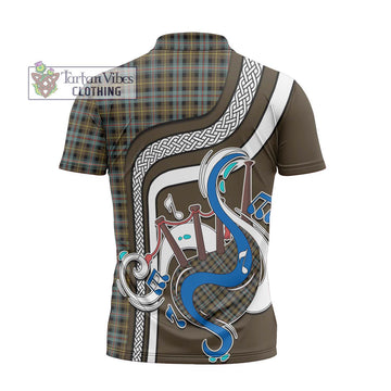 Farquharson Weathered Tartan Zipper Polo Shirt with Epic Bagpipe Style