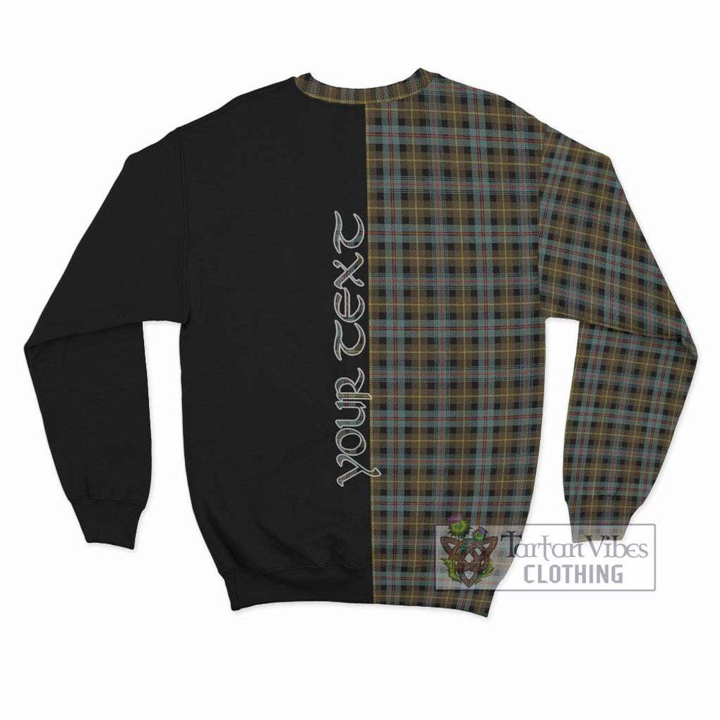 Farquharson Weathered Tartan Sweatshirt with Family Crest and Half Of Me Style - Tartanvibesclothing Shop