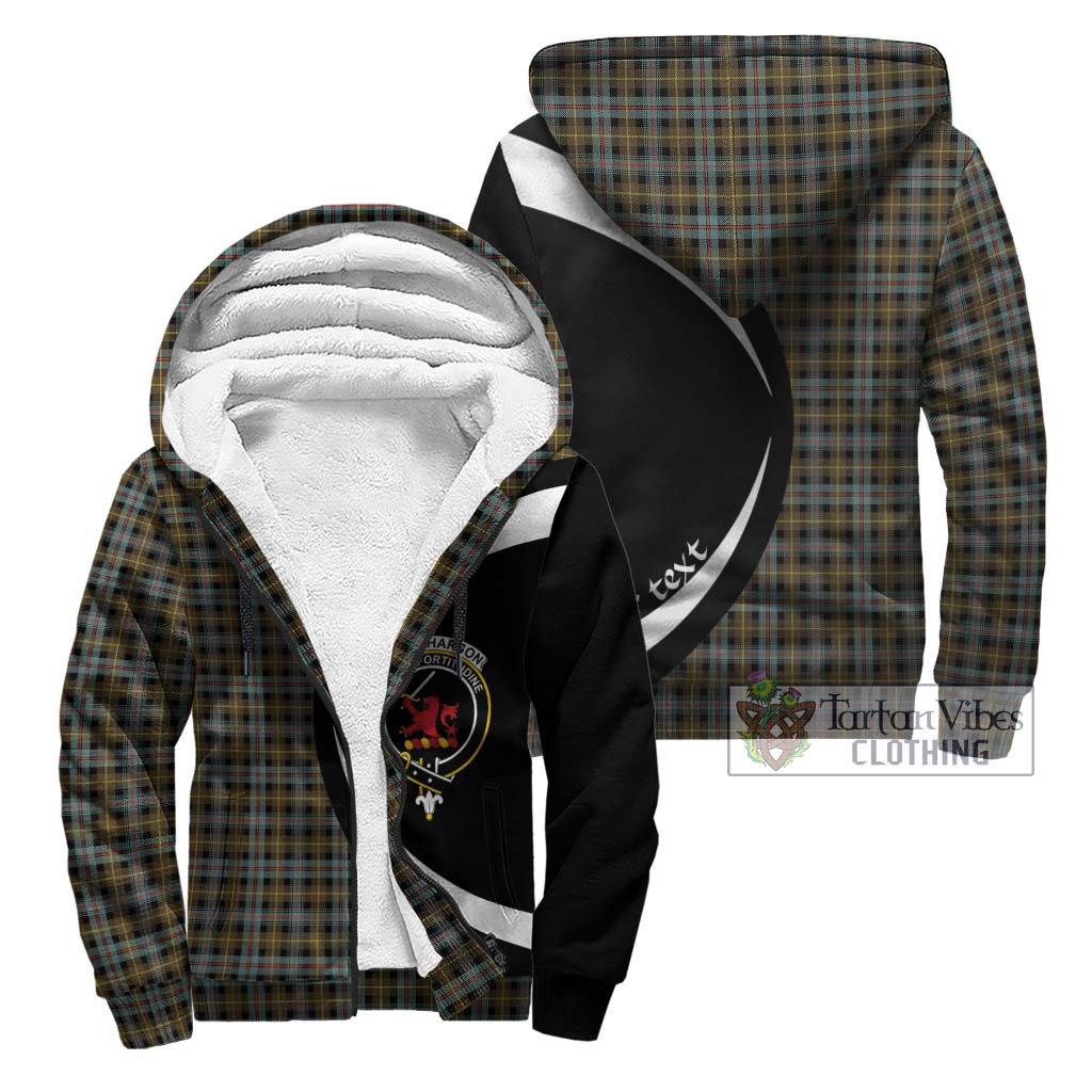 Farquharson Weathered Tartan Sherpa Hoodie with Family Crest Circle Style Unisex - Tartan Vibes Clothing