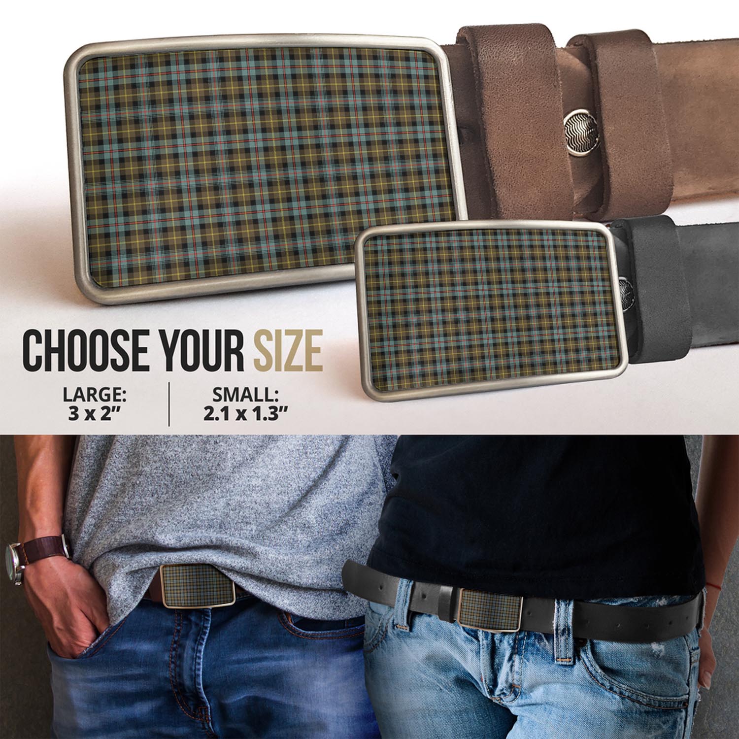 Farquharson Weathered Tartan Belt Buckles - Tartan Vibes Clothing