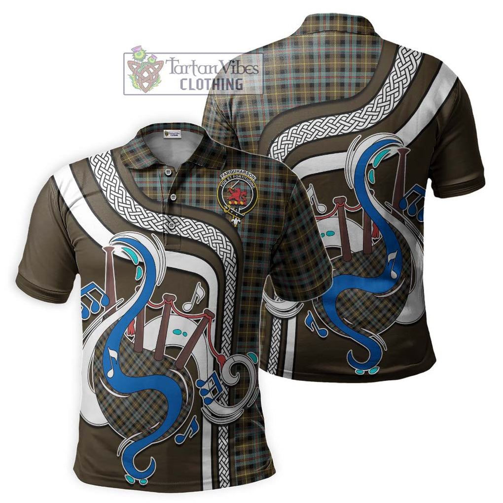 Tartan Vibes Clothing Farquharson Weathered Tartan Polo Shirt with Epic Bagpipe Style