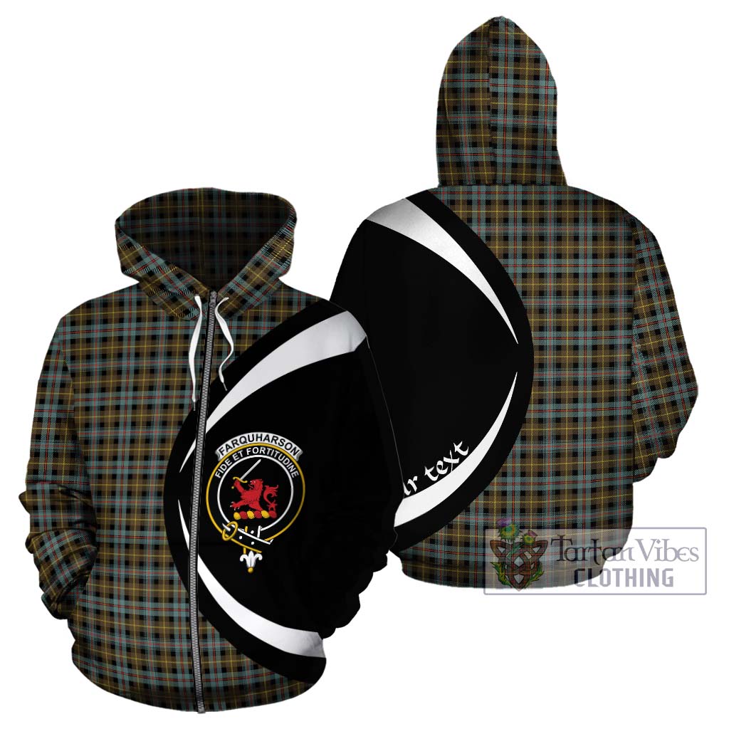 Tartan Vibes Clothing Farquharson Weathered Tartan Hoodie with Family Crest Circle Style