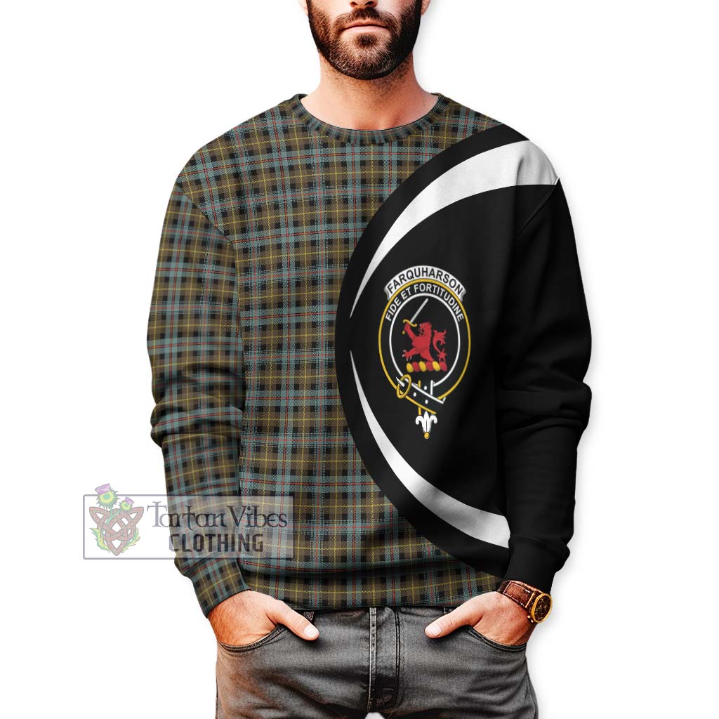 Farquharson Weathered Tartan Sweatshirt with Family Crest Circle Style - Tartan Vibes Clothing