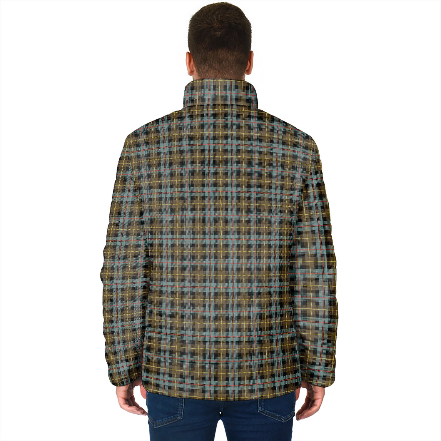 Farquharson Weathered Tartan Padded Jacket with Family Crest - Tartan Vibes Clothing