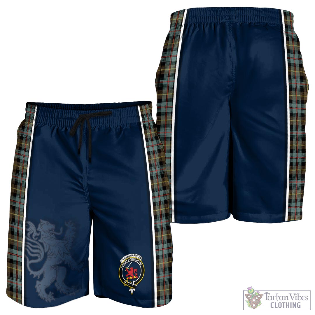 Tartan Vibes Clothing Farquharson Weathered Tartan Men's Shorts with Family Crest and Lion Rampant Vibes Sport Style