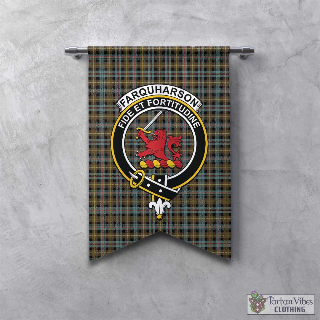 Tartan Vibes Clothing Farquharson Weathered Tartan Gonfalon, Tartan Banner with Family Crest