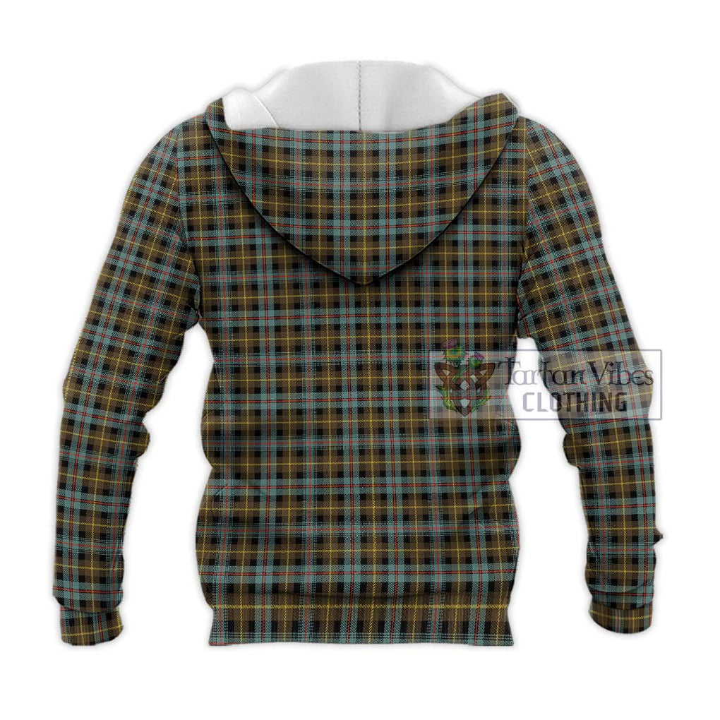 Farquharson Weathered Tartan Knitted Hoodie with Family Crest DNA In Me Style - Tartanvibesclothing Shop