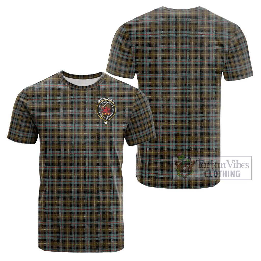 Tartan Vibes Clothing Farquharson Weathered Tartan Cotton T-Shirt with Family Crest