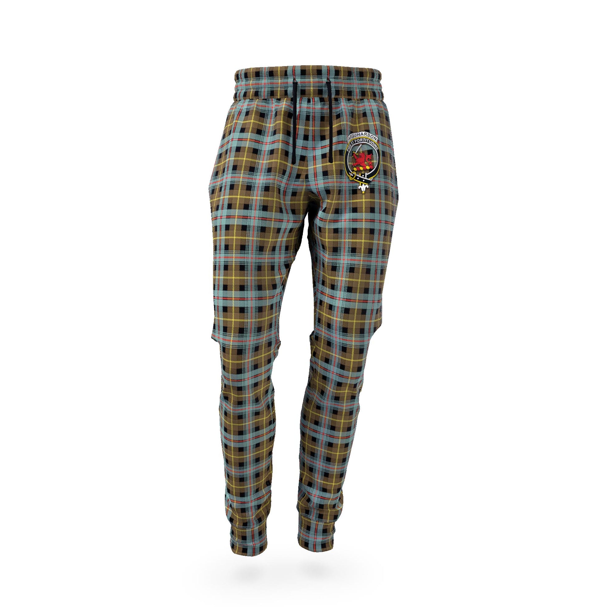 Farquharson Weathered Tartan Joggers Pants with Family Crest - Tartan Vibes Clothing